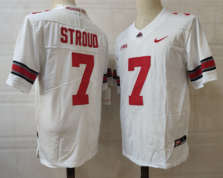 Mens #7 C.J. Stroud Ohio State Buckeyes Nike Stitched White College Football Game Jersey S-3XL