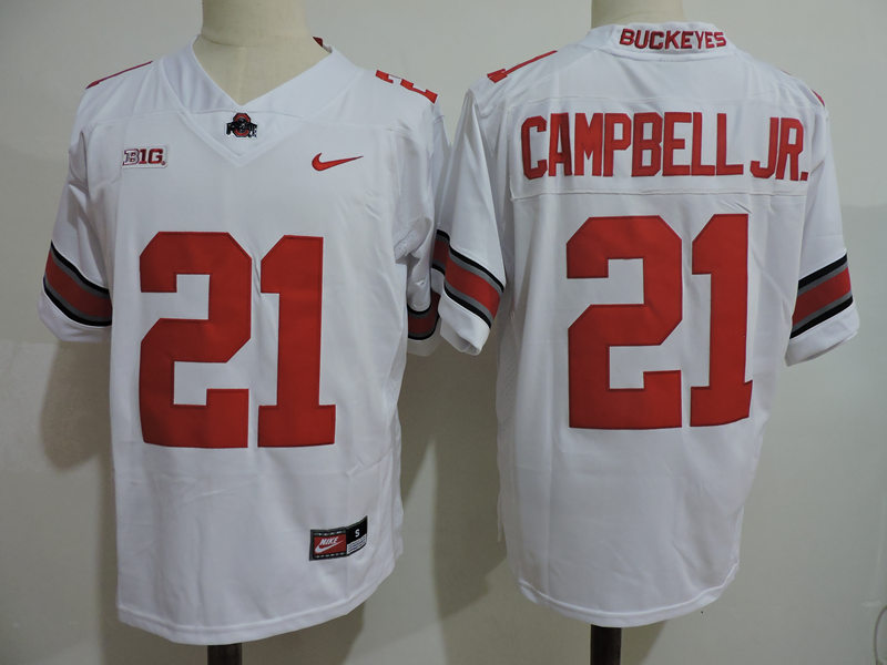 Mens #21 Parris Campbell Ohio State Buckeyes Nike Stitched White College Football Game Jersey S-3XL