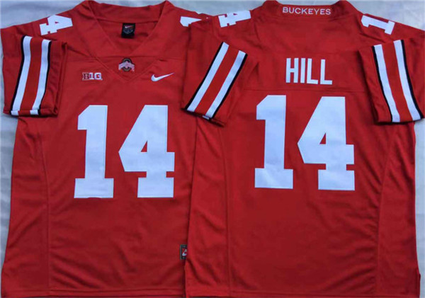 Mens #14 K.J. Hill Ohio State Buckeyes Stitched Nike Scarlet College Football Game Jersey S-3XL