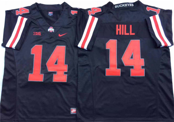 Mens #14 K.J. Hill Ohio State Buckeyes Stitched Nike Blackout College Football Game Jersey S-3XL
