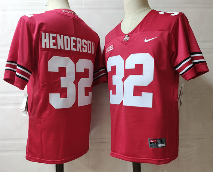 Mens #32 TreVeyon Henderson Ohio State Buckeyes Nike Stitched Scarlet College Football Game Jersey S-3XL