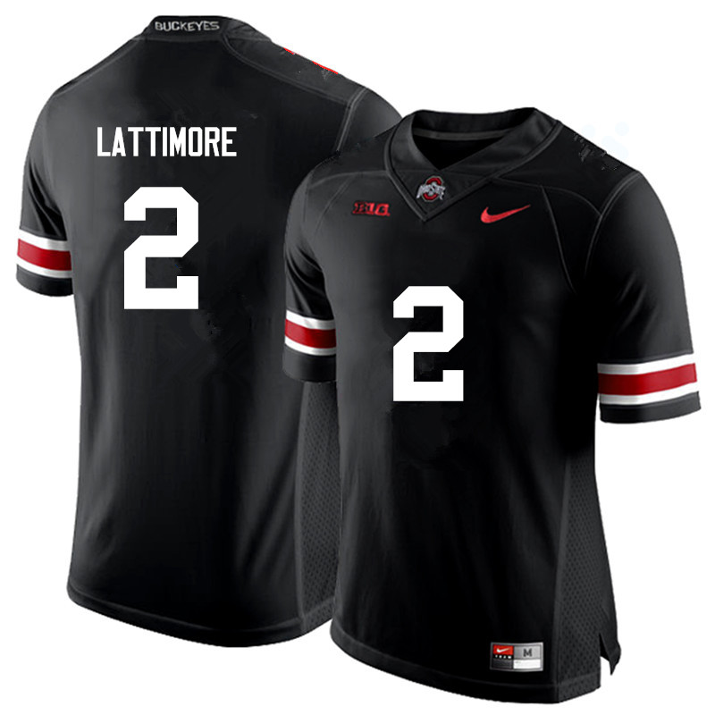 Mens #2 Marshon Lattimore Ohio State Buckeyes Stitched Nike Black White College Football Game Jersey S-3XL