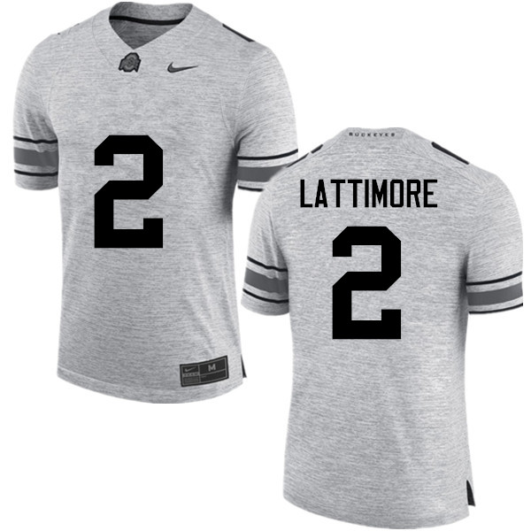 Mens #2 Marshon Lattimore Ohio State Buckeyes Stitched Nike Gray College Football Game Jersey S-3XL