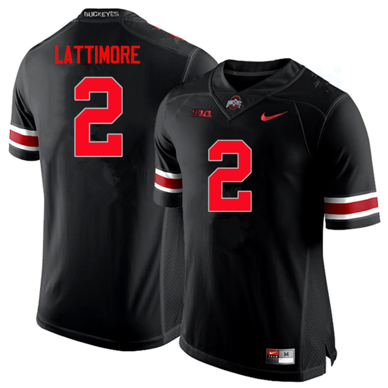 Mens #2 Marshon Lattimore Ohio State Buckeyes Stitched Nike Blackout College Football Game Jersey S-3XL