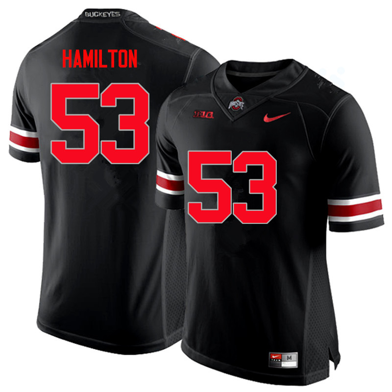 Mens #53 Davon Hamilton Ohio State Buckeyes Stitched Nike Blackout College Football Game Jersey S-3XL
