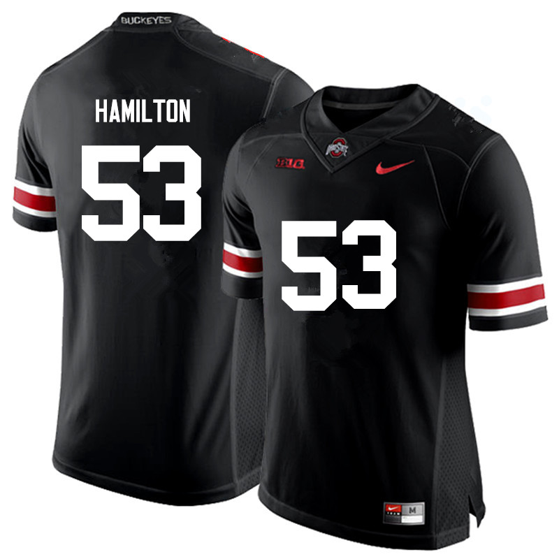 Mens #53 Davon Hamilton Ohio State Buckeyes Stitched Nike Black White College Football Game Jersey S-3XL