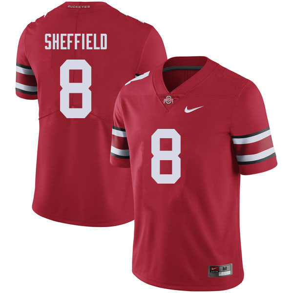 Mens #8 Kendall Sheffield Ohio State Buckeyes Stitched Nike Scarlet College Football Game Jersey S-3XL
