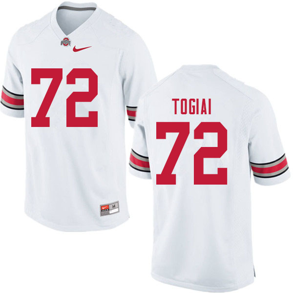 Mens #72 Tommy Togiai Ohio State Buckeyes Stitched Nike White College Football Game Jersey S-3XL