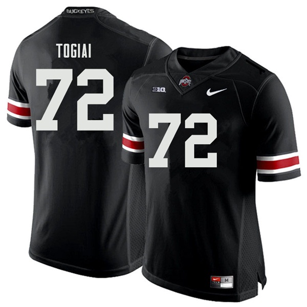 Mens #72 Tommy Togiai Ohio State Buckeyes Stitched Nike Black White College Football Game Jersey S-3XL