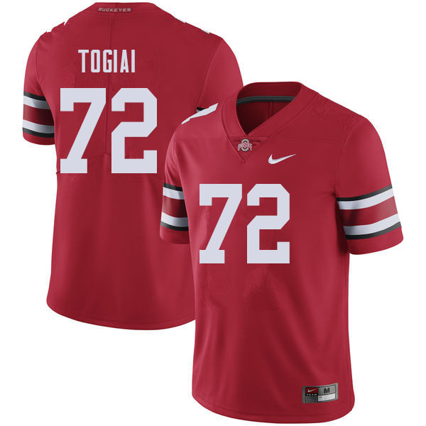 Mens #72 Tommy Togiai Ohio State Buckeyes Stitched Nike Scarlet College Football Game Jersey S-3XL