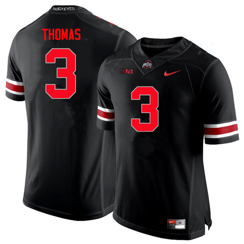 Mens #3 Michael Thomas Ohio State Buckeyes Stitched Nike Blackout College Football Game Jersey S-3XL