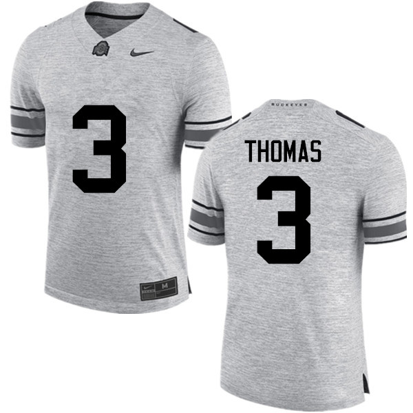 Mens #3 Michael Thomas Ohio State Buckeyes Stitched Nike Gray College Football Game Jersey S-3XL
