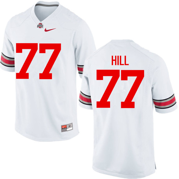 Mens #77 Michael Hill Ohio State Buckeyes Stitched Nike White College Football Game Jersey S-3XL