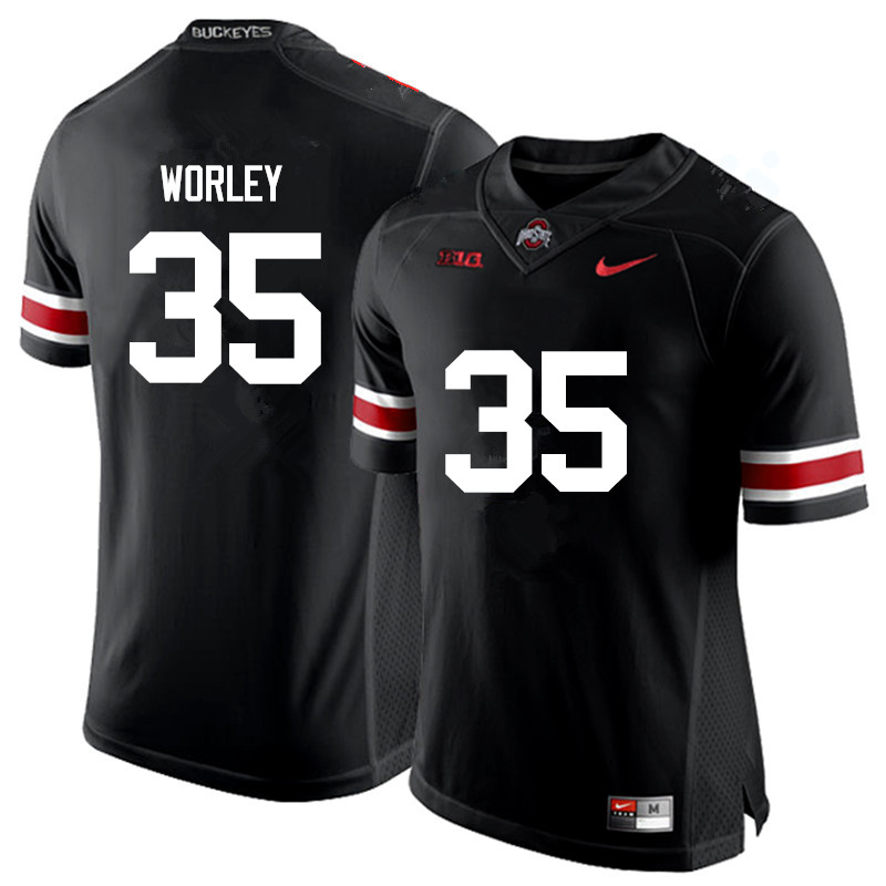 Mens #35 Chris Worley Ohio State Buckeyes Stitched Nike Black White College Football Game Jersey S-3XL