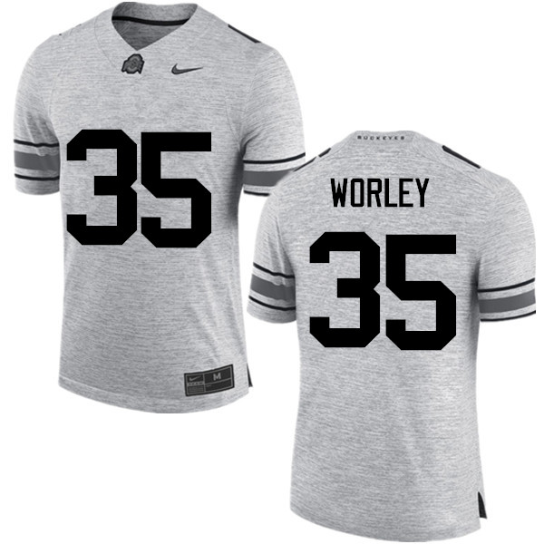 Mens #35 Chris Worley Ohio State Buckeyes Stitched Nike Gray College Football Game Jersey S-3XL