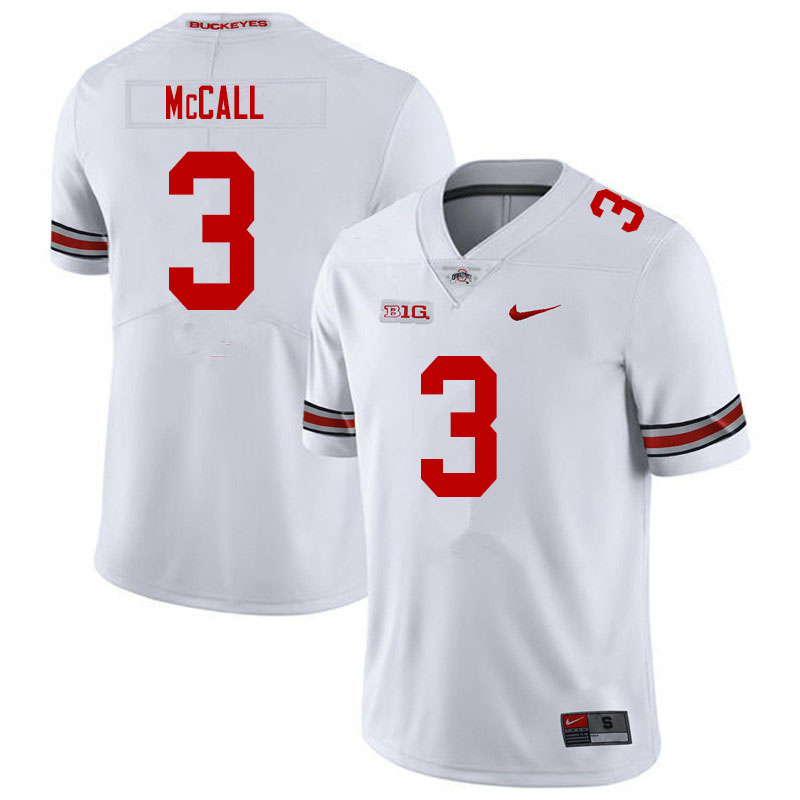 Mens #3 Demario McCall Ohio State Buckeyes Stitched Nike White College Football Game Jersey S-3XL  