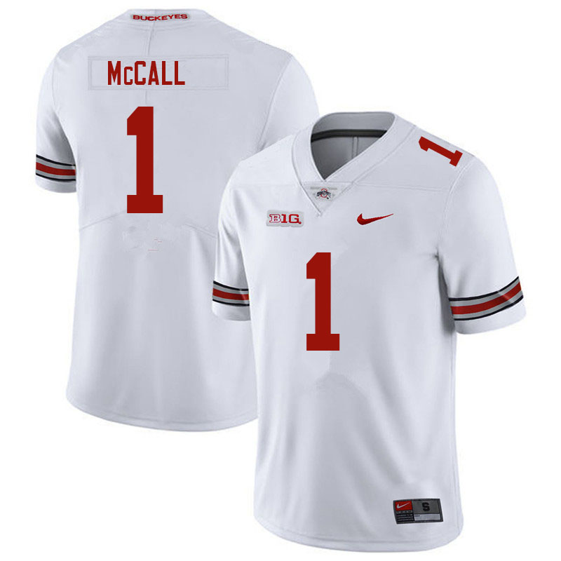 Mens #1 Demario McCall Ohio State Buckeyes Stitched Nike White College Football Game Jersey S-3XL  