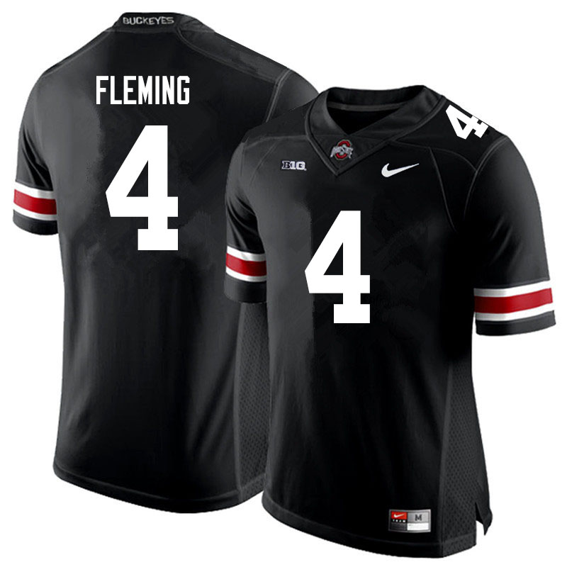 Mens #4 Julian Fleming Ohio State Buckeyes Stitched Nike Black White College Football Game Jersey S-3XL  