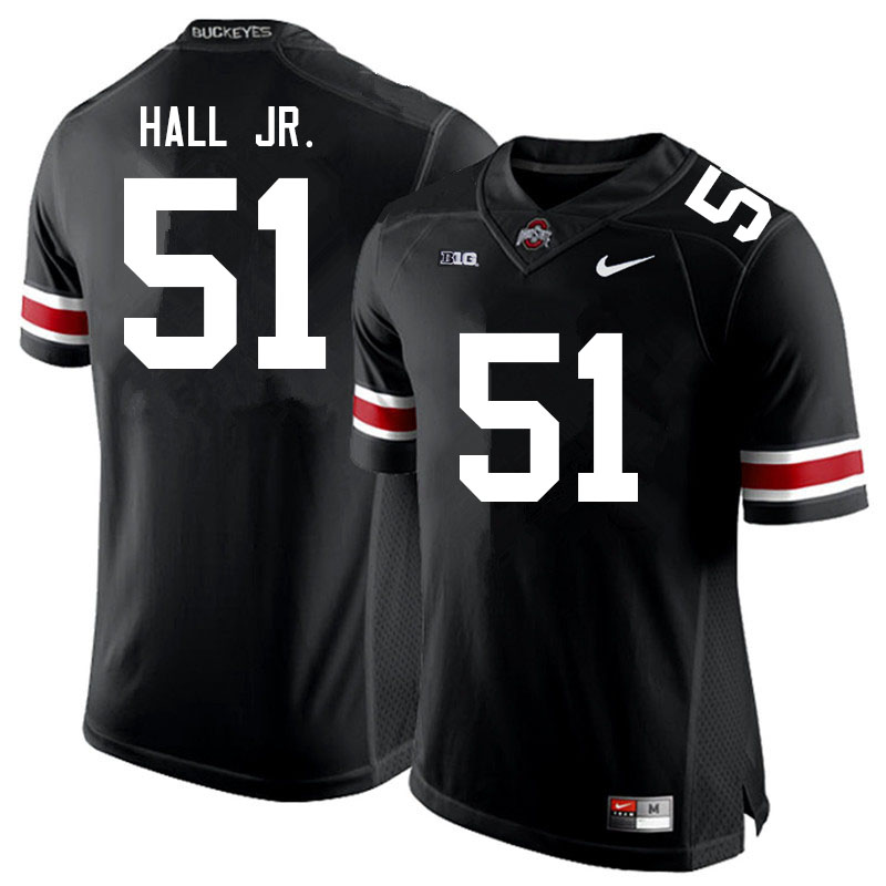 Mens #51 Michael Hall Jr. Ohio State Buckeyes Stitched Nike Black White College Football Game Jersey S-3XL  
