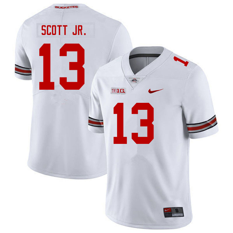Mens #13 Gee Scott Jr. Ohio State Buckeyes Stitched Nike White College Football Game Jersey S-3XL  