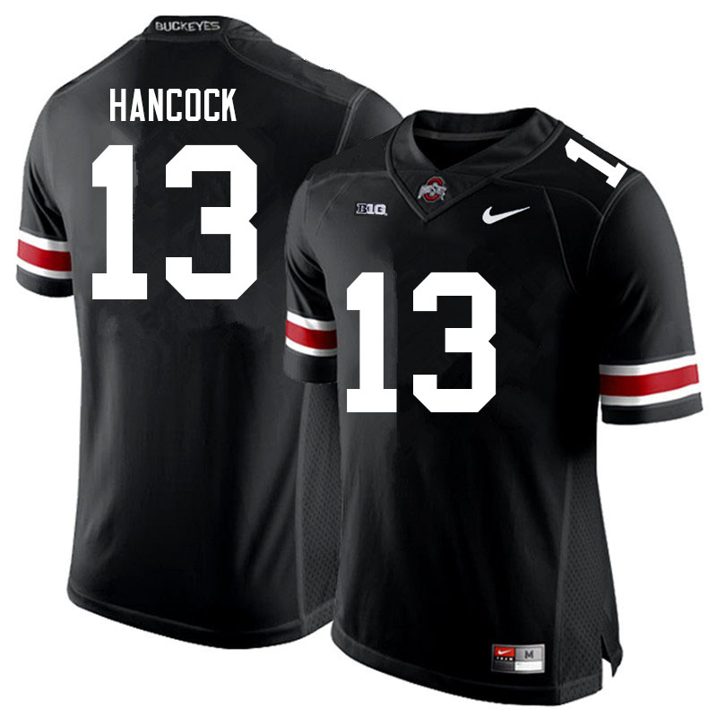 Mens #13 Jordan Hancock Ohio State Buckeyes Stitched Nike Black White College Football Game Jersey S-3XL  