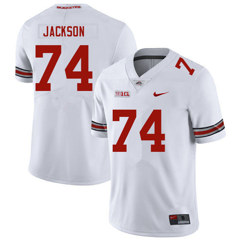 Mens #74 Donovan Jackson Ohio State Buckeyes Stitched Nike White College Football Game Jersey S-3XL  