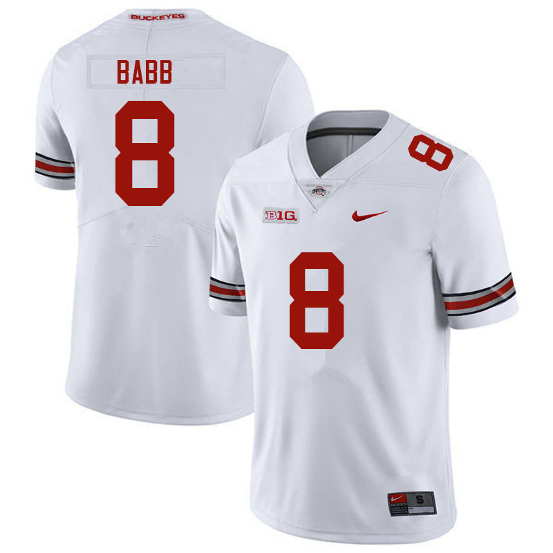 Mens #8 Kamryn Babb Ohio State Buckeyes Stitched Nike White College Football Game Jersey S-3XL  