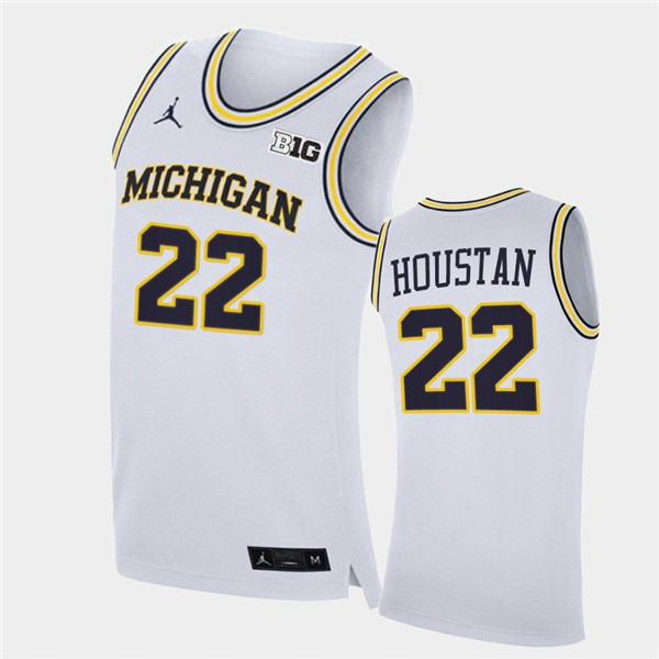 Mens Michigan Wolverines #22 Caleb Houstan White Jordan Brand College Basketball Game Jersey Mens Michigan Wolverines #22 Caleb Houstan White Jordan Brand College Basketball Game Jersey