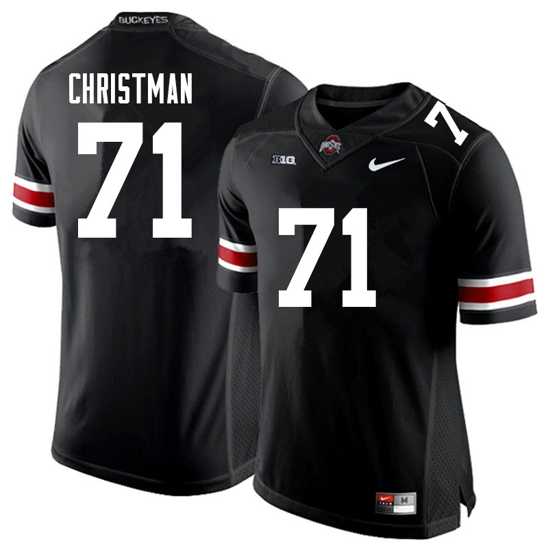Mens #71 Ben Christman Ohio State Buckeyes Stitched Nike Black White College Football Game Jersey S-3XL  