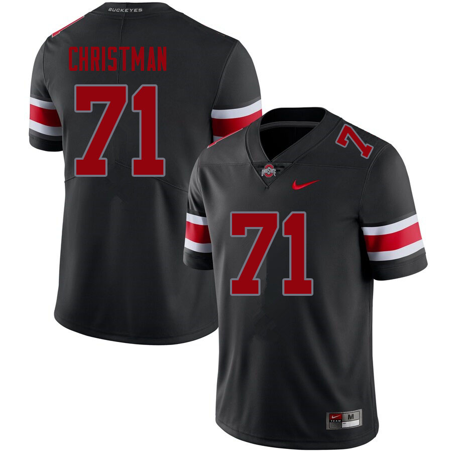 Mens #71 Ben Christman Ohio State Buckeyes Stitched Nike Blackout College Football Game Jersey S-3XL  