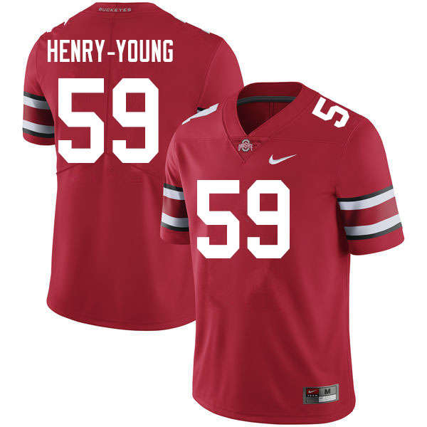 Mens #59 Darrion Henry-Young Ohio State Buckeyes Stitched Nike Scarlet College Football Game Jersey S-3XL  