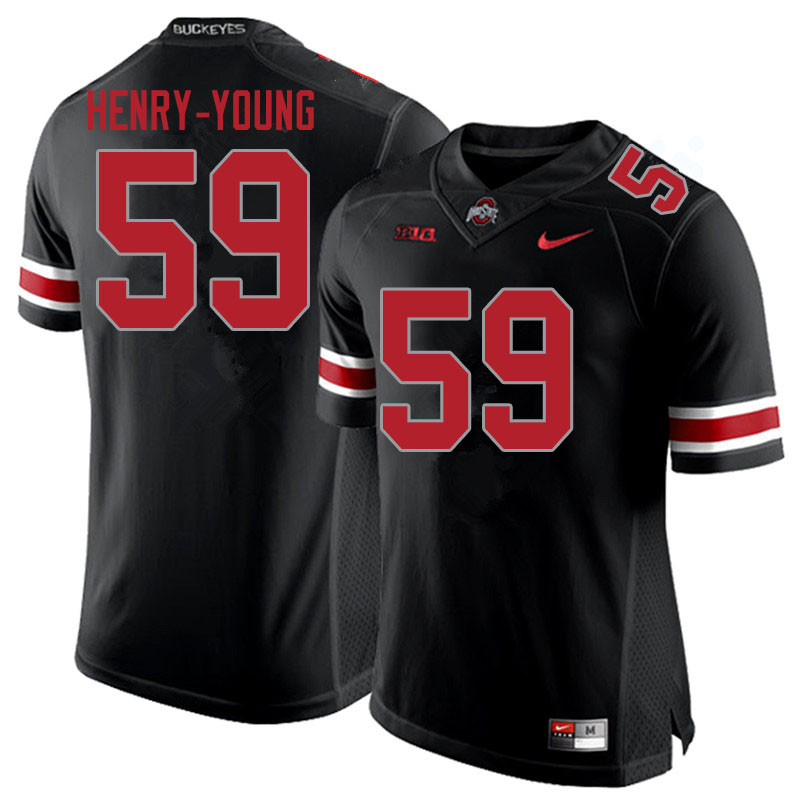 Mens #59 Darrion Henry-Young Ohio State Buckeyes Stitched Nike Blackout College Football Game Jersey S-3XL  
