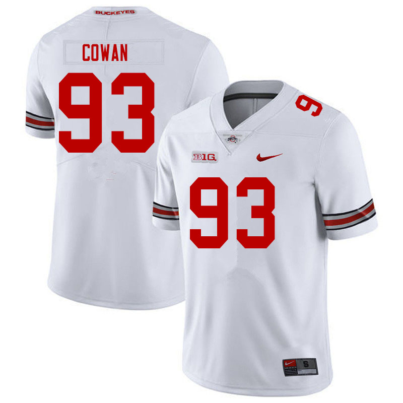 Mens #93 Jacolbe Cowan Ohio State Buckeyes Stitched Nike White College Football Game Jersey S-3XL  