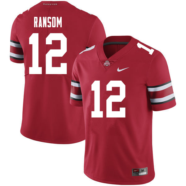 Mens #12 Lathan Ransom Ohio State Buckeyes Stitched Nike Scarlet College Football Game Jersey S-3XL  
