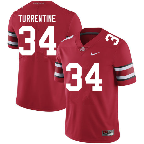 Mens #34 Andre Turrentine Ohio State Buckeyes Stitched Nike Scarlet College Football Game Jersey S-3XL  