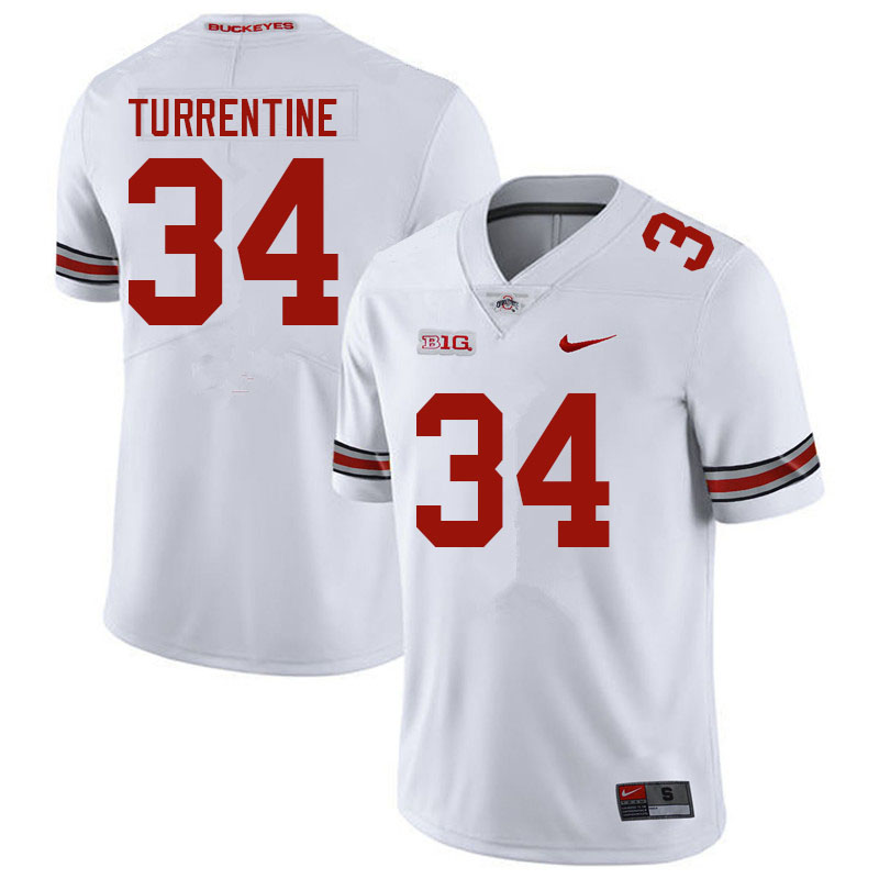 Mens #34 Andre Turrentine Ohio State Buckeyes Stitched Nike White College Football Game Jersey S-3XL  