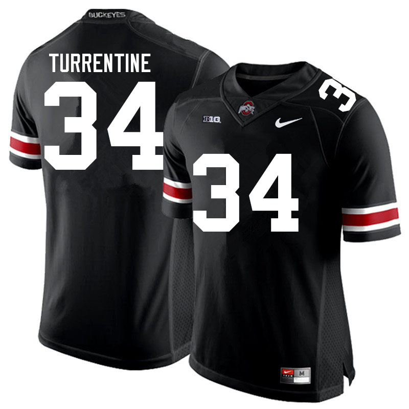 Mens #34 Andre Turrentine Ohio State Buckeyes Stitched Nike Black White College Football Game Jersey S-3XL  