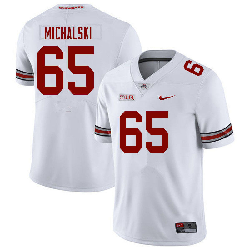 Mens #65 Zen Michalski Ohio State Buckeyes Stitched Nike White College Football Game Jersey S-3XL  