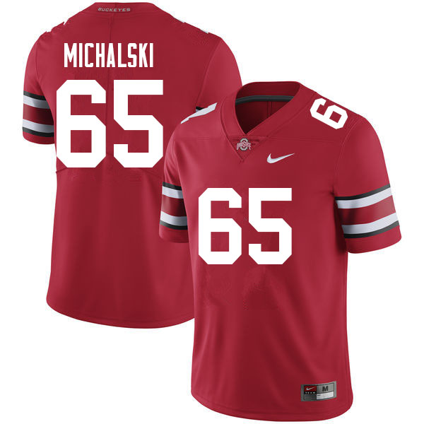 Mens #65 Zen Michalski Ohio State Buckeyes Stitched Nike Scarlet College Football Game Jersey S-3XL  