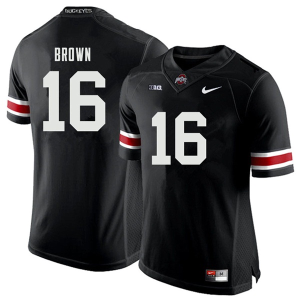 Mens #16 Cameron Brown Ohio State Buckeyes Stitched Nike Black White College Football Game Jersey S-3XL  