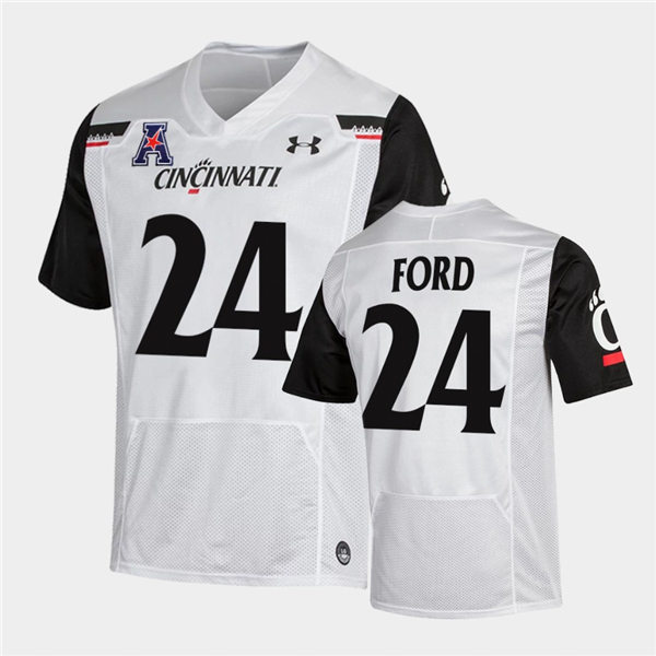 Mens Cincinnati Bearcats #24 Jerome Ford Under Armour White College Football Game Jersey