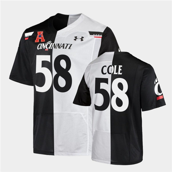 Mens Cincinnati Bearcats #58 Trent Cole Under Armour Black White Split Edition College Football Jersey