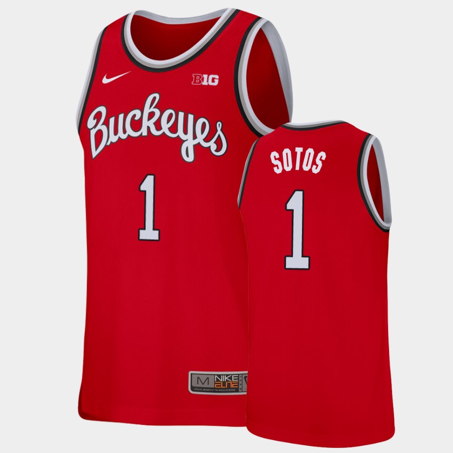 Men's #1 Jimmy Sotos Ohio State Buckeyes Nike Scarlet Round Neck Stitched College Basketball Jersey