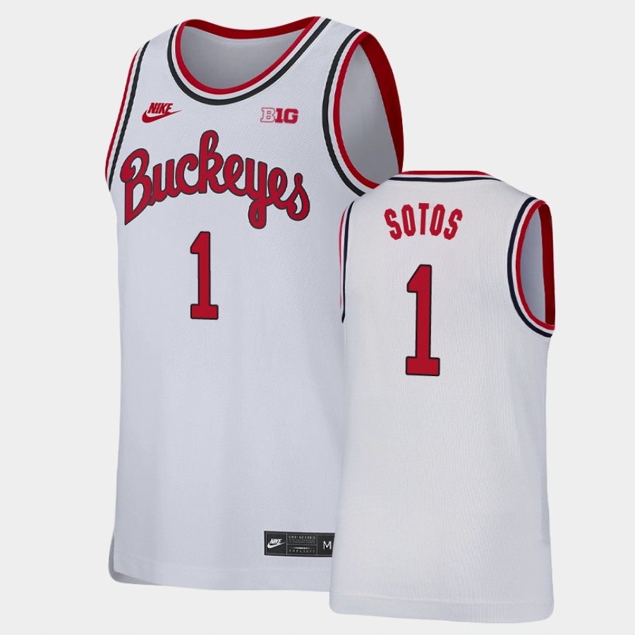 Men's #1 Jimmy Sotos Ohio State Buckeyes Nike White Stitched College Basketball Jersey