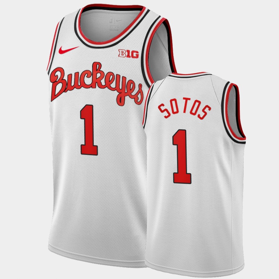 Men's #1 Jimmy Sotos Ohio State Buckeyes Nike Home White 1980 Throwback Stitched College Basketball Jersey