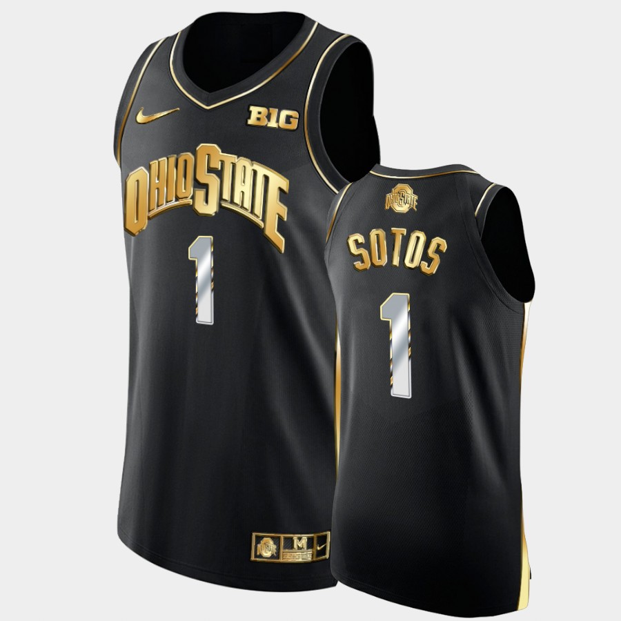 Men's #1 Jimmy Sotos Ohio State Buckeyes Nike Black Golden Stitched College Basketball Jersey