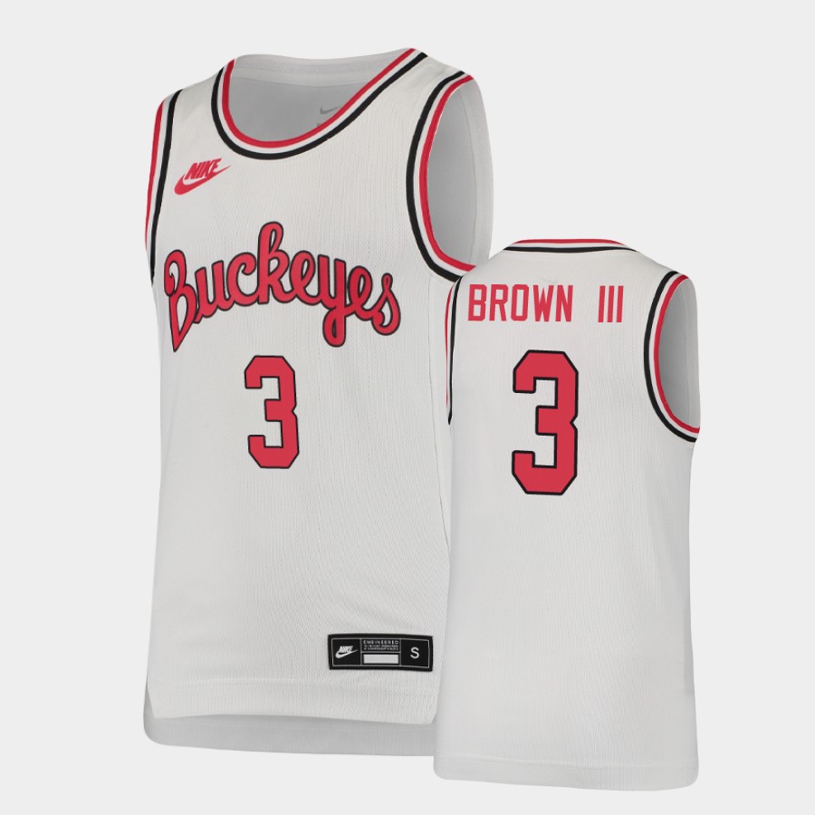 Youth's #3 Eugene Brown III Ohio State Buckeyes Nike Throwback White Stitched College Basketball Jersey