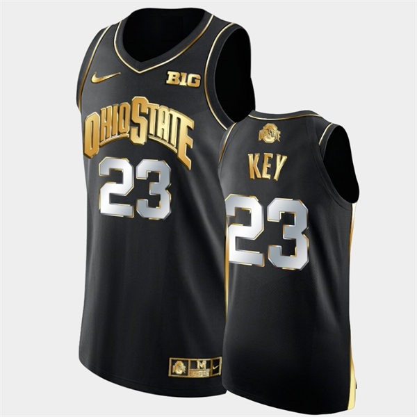 Men's #23 Zed Key Ohio State Buckeyes Nike Black Golden Stitched College Basketball Jersey