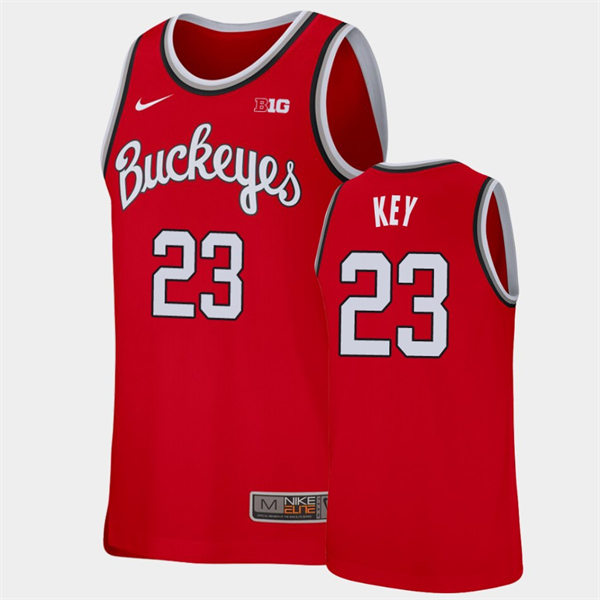 Men's #23 Zed Key Ohio State Buckeyes Nike Scarlet Round Neck Stitched College Basketball Jersey