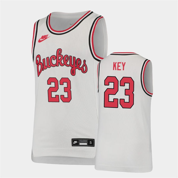 Youth's #23 Zed Key Ohio State Buckeyes Nike Throwback White Stitched College Basketball Jersey